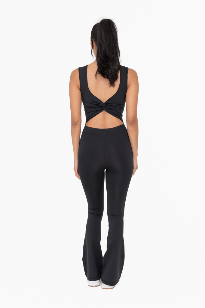 TWISTED BACK FLARED JUMPSUIT