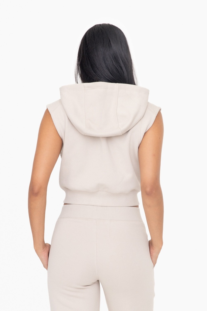 FLEECE CROPPED HOODIE VEST