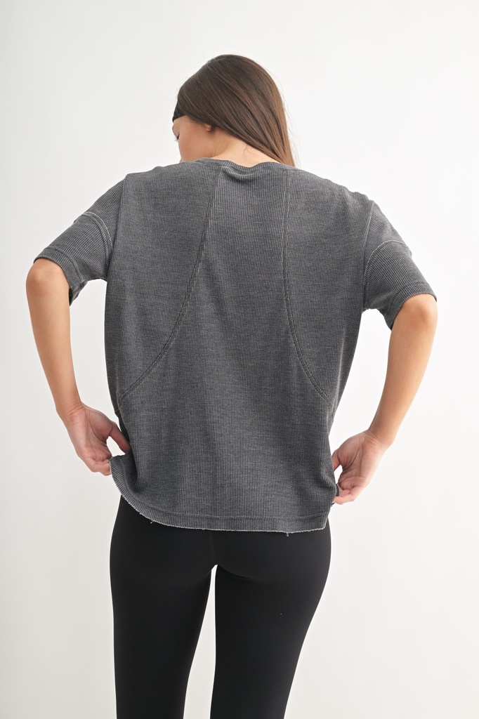 COTTON BLEND WAFFLE TOP