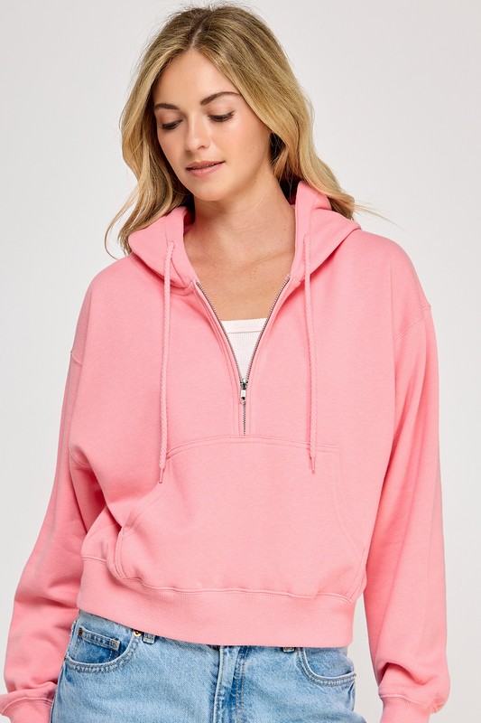 BASIC FLEECE HALF ZIPUP HOODIE