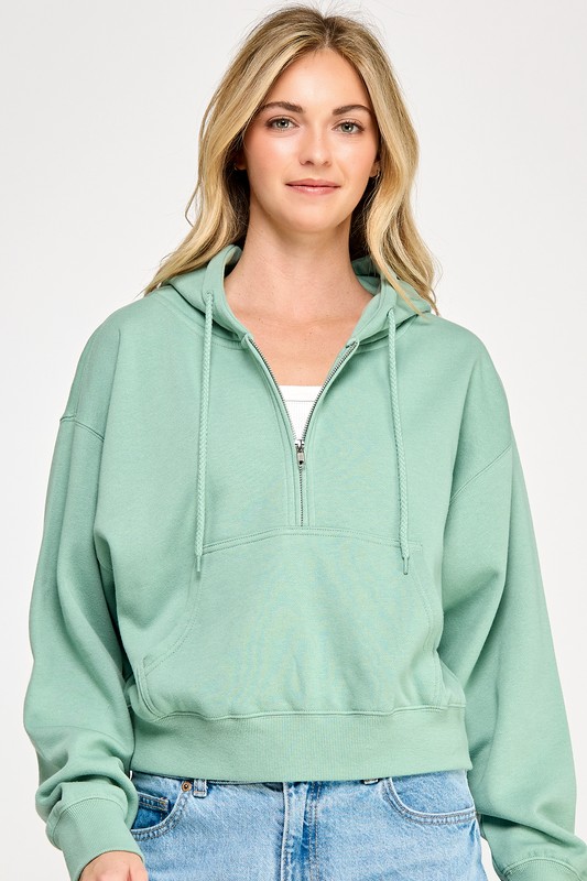 BASIC FLEECE HALF ZIPUP HOODIE