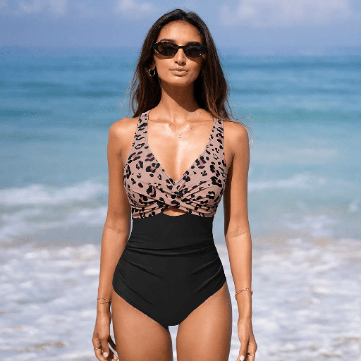V-NECK CUTOUT SWIMSUIT